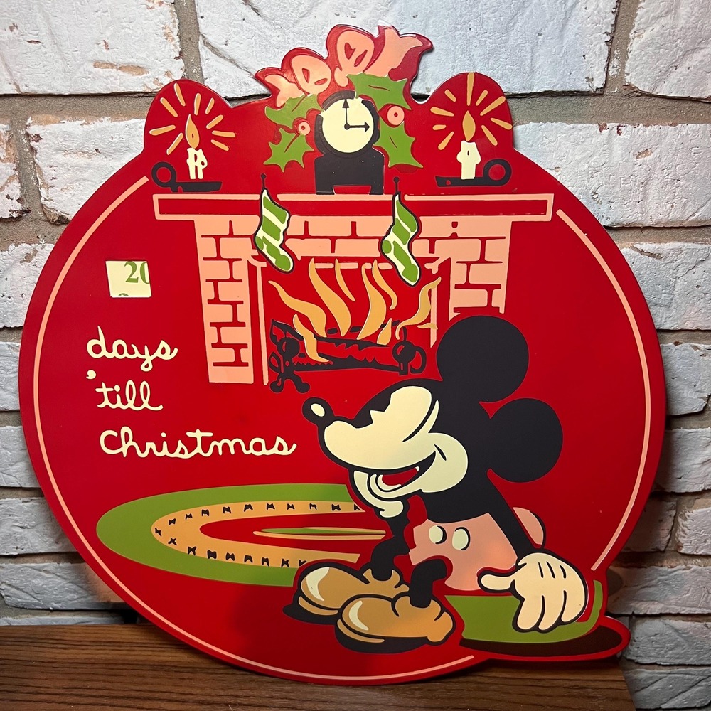 VTG Disney Mickey Mouse Christmas Countdown Advent Calendar Metal Wall Decor